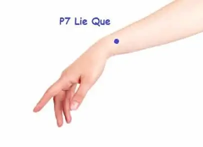 Point P7 acupuncture