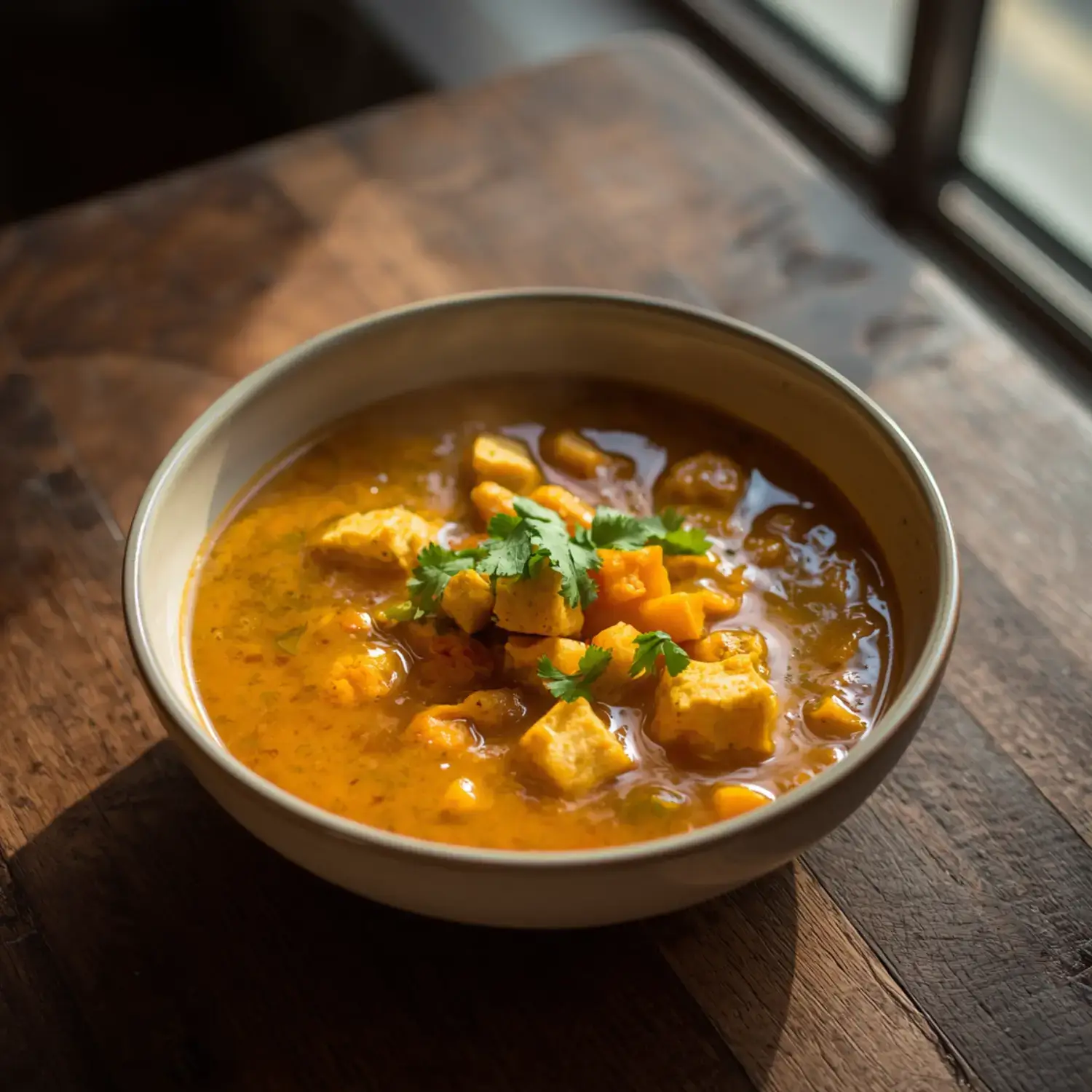 Soupe de courge, tofu et gingembre